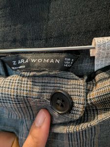 Zara Stylish Plaid Pants with Side Stripes