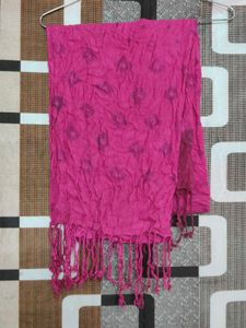 Vibrant Pink Scarf with Tassels