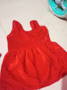 Cute Blue &amp; Red Baby Frock Set