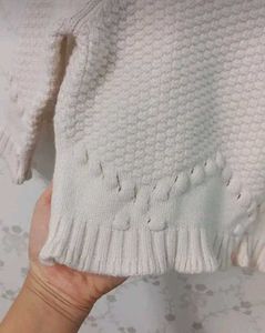 Cream Knit Sweater with Pom Poms