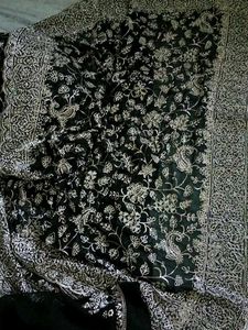 Elegant Green Zardosi stones work Saree