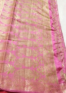 Elegant Pink Saree with Gold Paisley