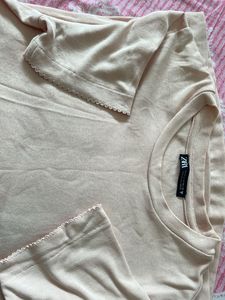 Cream Basic Short Sleeve T-Shirt