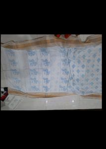 Pure Cotton White  Saree