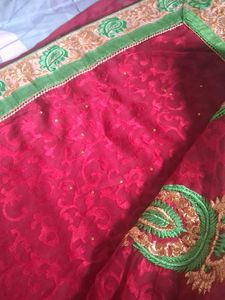 Embroidered Red Saree