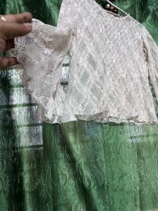 Sheer Lace Bell Sleeve Top