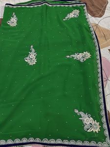Vibrant Green Embellished Saree
