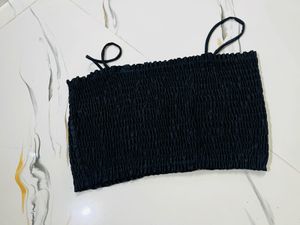 Smocked Black Crop Top