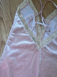 Pink Velvet Lace Trim Bodysuit