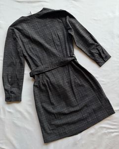Mango - Grey Plaid Wrap Dress