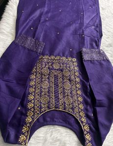 Beautiful Purple Kurta Set with Gold Embroidery