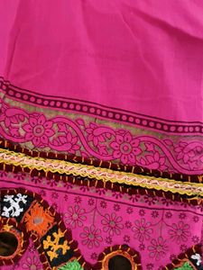 Vibrant Pink Ethnic dupatta with mirror work
