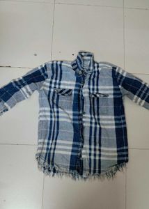 Blue Plaid Button-Up Shirt