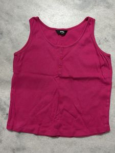 Pink Henley Tank Top