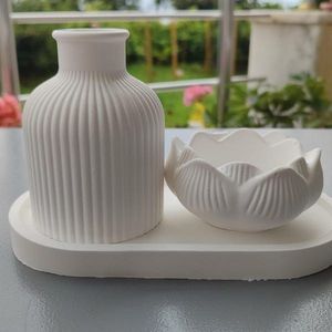 3 pcs set Lotus Candle Holder &amp; Vase or oval tray