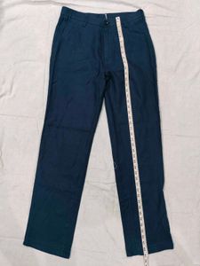 Classic Dark Blue Cotton Linen Trousers