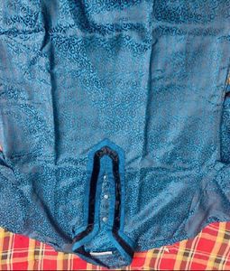 Men's Blue Textured Kurta