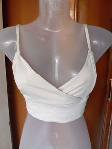 Chic White Cami Surplice Crop Top