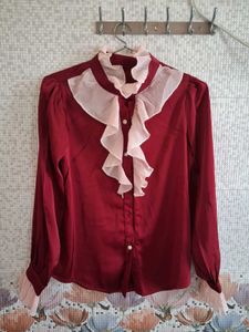 Elegant Ruffled Maroon Blouse