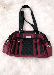 Burgundy & Black Quilted Handbag
