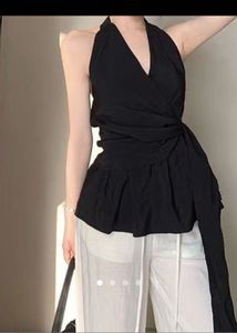 Black Wrap Halter Top