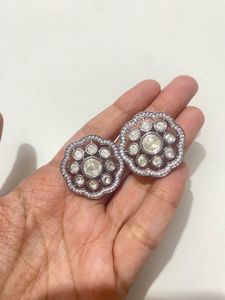 Oxidised diamond Floral Stud Earrings