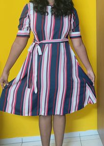 50% Off - Striped Dress With Belt