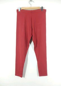 Go Colors Red Plain Ankle Length Leggings(Women)