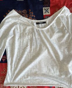 Light Grey Crop Fitted Sleeve Top