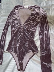 Velvet Plunge Neck Bodysuit