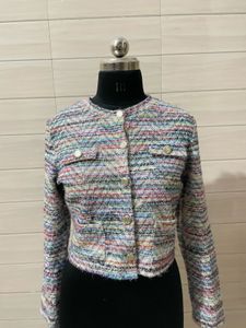 tweet Chic Textured Cropped Jacket