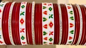 Bridal Chura Set - Mehroom & White