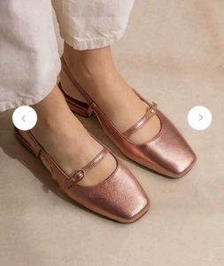 Rose Gold Metallic Flats with Buckles