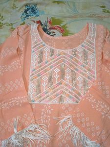 Stylish Dailywear 100% cotton Peach Kurta