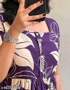 Purple Floral Print KurtaXXL