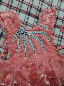 Stunning Pink mid-length Ruffled Gown