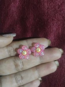cute pink flower studs