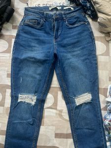 Stylish Ripped Blue Denim Jeans