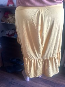 Elegant wrap around Mustard Yellow Ruffle skirt