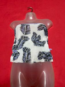 Leaf Print Strapless Tube Top
