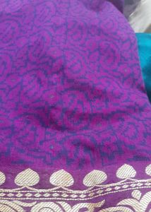 Vibrant Purple Saree with Gold Border