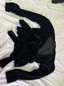 Velvet Black Long Sleeve Top