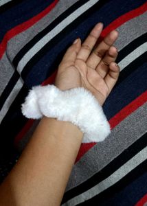 Fluffy White Scrunchie
