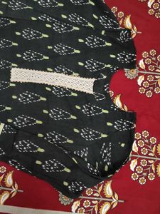 Black Ikat Print Kurta Set with Dupatta