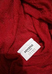 Red Bow Front Textured Top