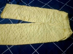 Light Yellow Textured Wide Leg Pants