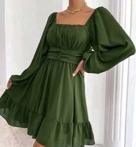Olive Green Long Sleeve Dress
