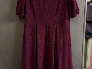 Burgundy Textured Midi Dress