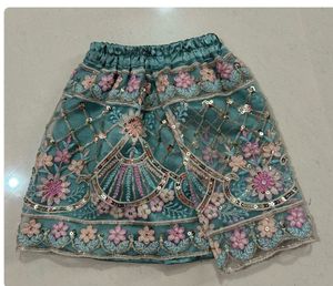 Embroidered Skirt with Crop Top