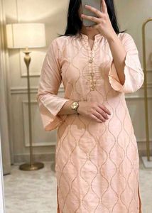 Elegant Pink Embroidered Kurta with pant